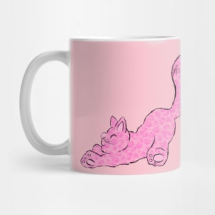 Cute Pink Cat Stretching Yoga Illustration Logo Mug